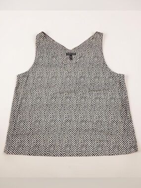 Eileen Fisher Sleeveless Shell Top Black White Print Size M Minimalist